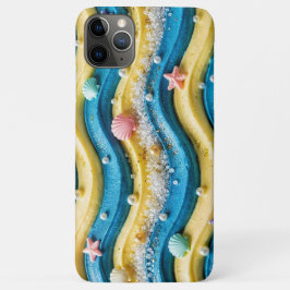 Capa Para iPhone 11 Pro Max Estojo de Telefone de Bolo de Onda do Oceano - Est