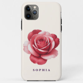 Capa Para iPhone 11 Pro Max Estojo de telefone de Rosa Vermelha Personalizado