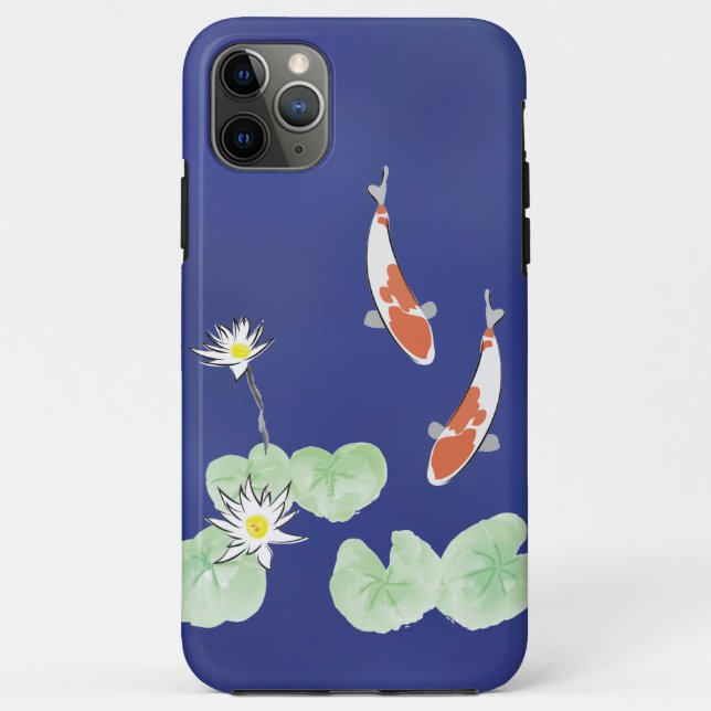 Capa Para iPhone 11 Pro Max Estojo Resistente para iPhone Azul Lago de Koi (Verso)