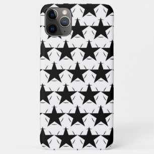 Capa Para iPhone 11 Pro Max Estrelas Pretas e Brancas Padrão Geométrico Circul