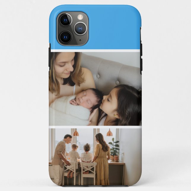 Capa Para iPhone 11 Pro Max Family Photo Collage blue 2 Picture (Verso)
