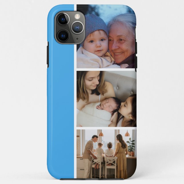 Capa Para iPhone 11 Pro Max Family Photo Collage blue 4 Picture (Verso)