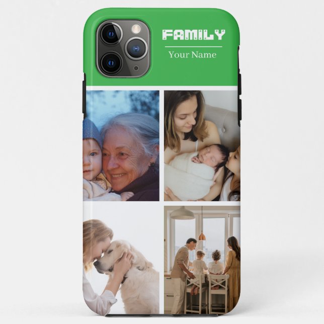 Capa Para iPhone 11 Pro Max Family Photo Collage GREEN 4 Picture (Verso)