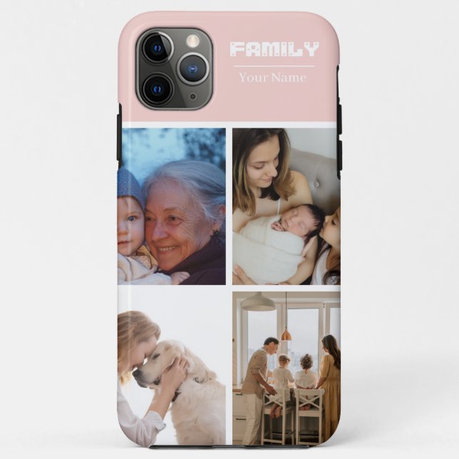 Capa Para iPhone 11 Pro Max Family Photo Collage pink 4 Picture (Verso)