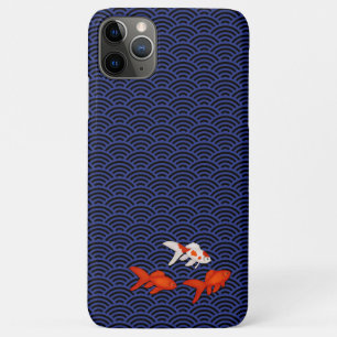 Capa Para iPhone 11 Pro Max Fantail Goldfish no padrão de onda de Seigaiha Ja