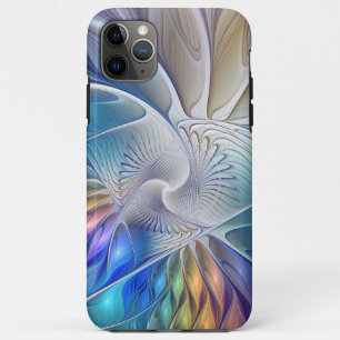 Capa Para iPhone 11 Pro Max Fantasia Floral, Flor Abstrato Fractal Colorida