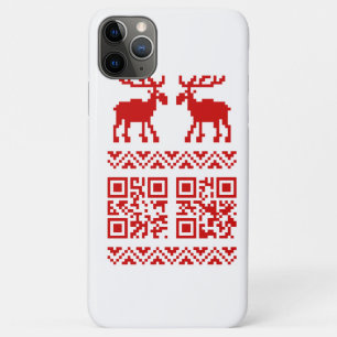 Capa Para iPhone 11 Pro Max Feliz ano novo de Código QR do Sweater de Natal F