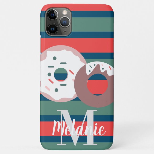 Capa Para iPhone 11 Pro Max Feriado de Rosquinhas e Stripes de Natal (Verso)