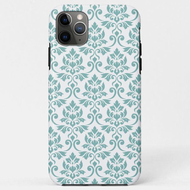 Capa Para iPhone 11 Pro Max Feuille Damask Teal Pattern (Verso)