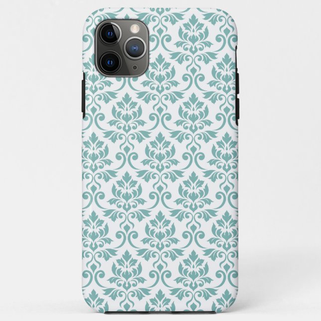Capa Para iPhone 11 Pro Max Feuille Damask Teal Pattern (Verso)