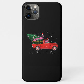 Capa Para iPhone 11 Pro Max Flamingo Andando Caminhão Vermelho Xmas Natal Nata