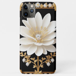 Capa Para iPhone 11 Pro Max Flor Branca Elegante