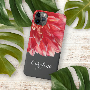 Capa Para iPhone 11 Pro Max Flor Vermelho de Dália Vermelha de Summery Elegant