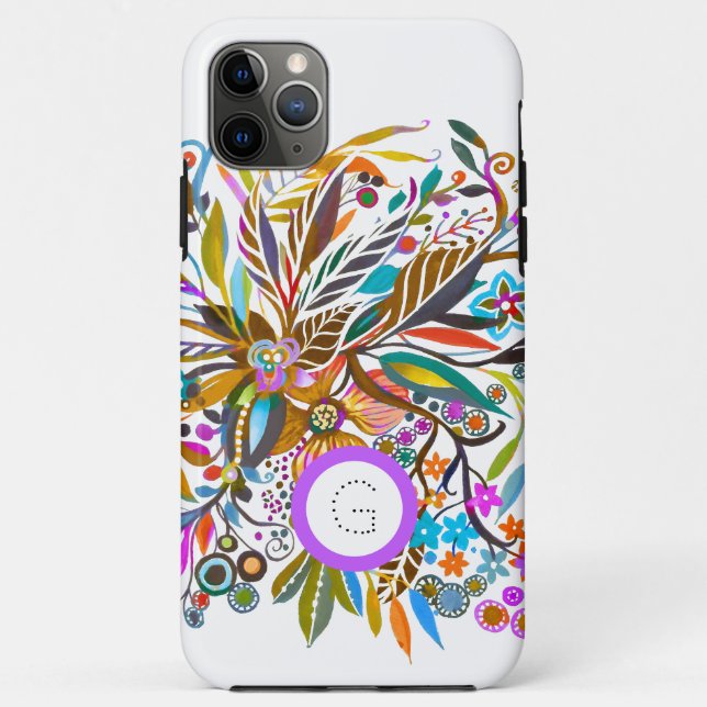 Capa Para iPhone 11 Pro Max Floral Fantasy Personalizável (Verso)