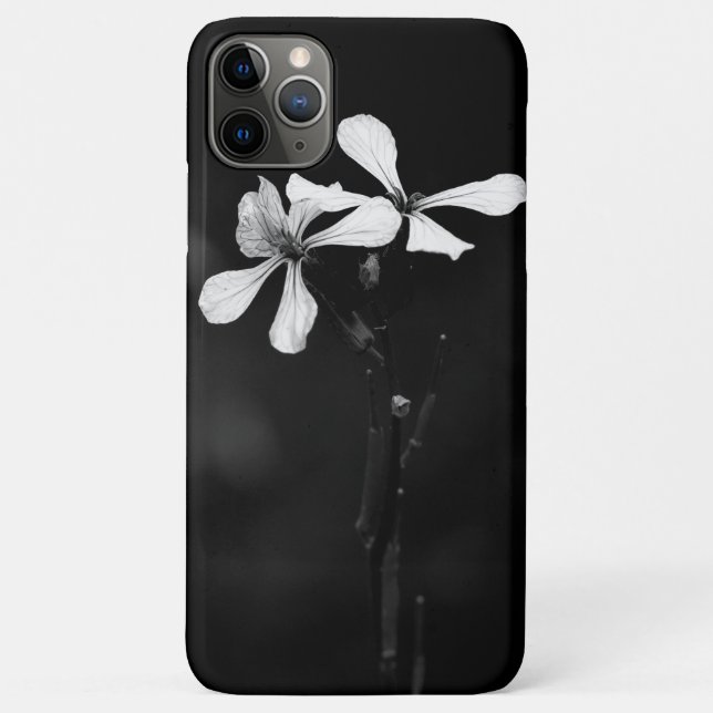 Capa Para iPhone 11 Pro Max floral preto e branco mínimo (Verso)