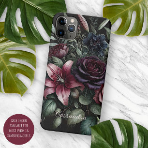 Capa Para iPhone 11 Pro Max Floral Vitoriana Clássica Personalizada de Rosa Gó