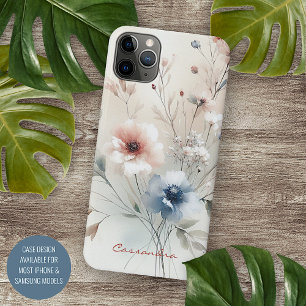 Capa Para iPhone 11 Pro Max Flores de Aquarela Delicadas Clássicas