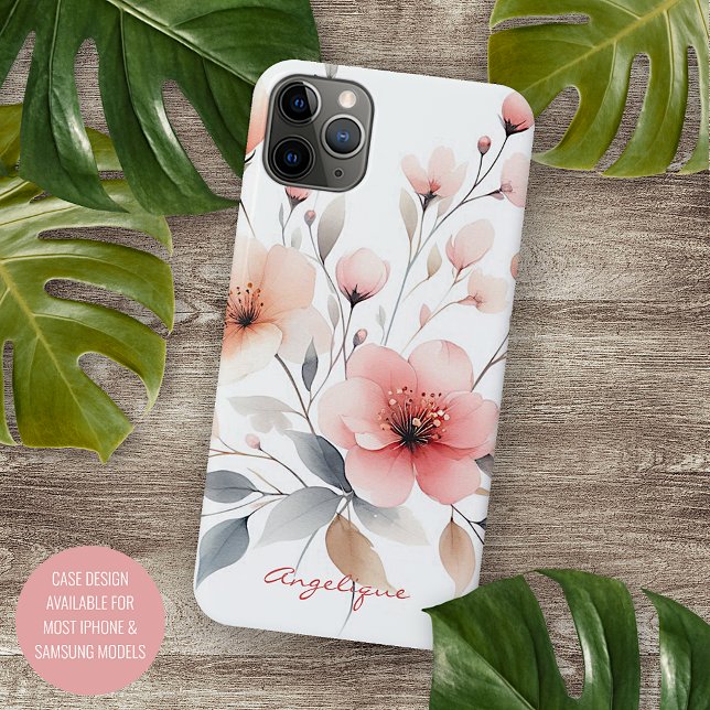 Capa Para iPhone 11 Pro Max Flores de Aquarela Delicadas Clássicas (Criador carregado)