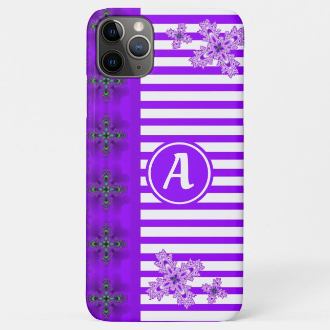 Capa Para iPhone 11 Pro Max Flores de Artdeco em Estilo Retroativo com monogra (Verso)