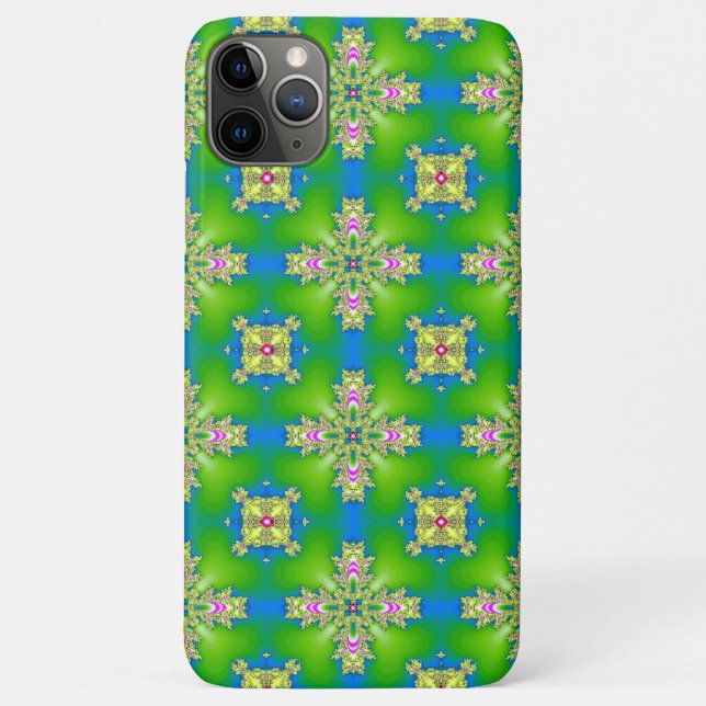 Capa Para iPhone 11 Pro Max Flores de Artdeco no Estilo Retroativo (Verso)