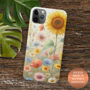 Capa Para iPhone 11 Pro Max Flores de Verão Coloridas Arte de Aquarela Floral