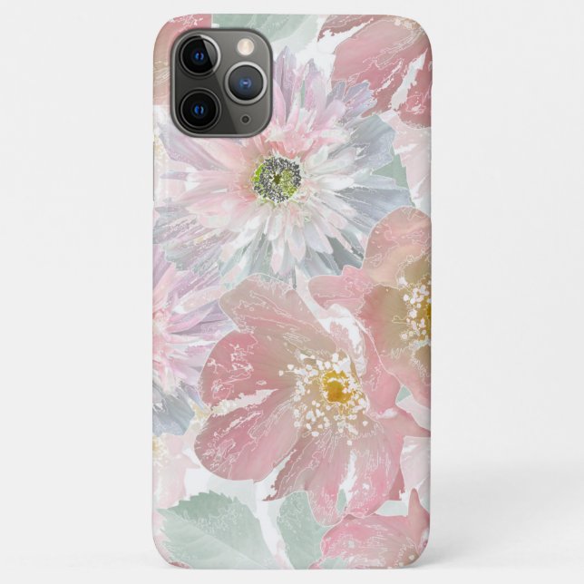 Capa Para iPhone 11 Pro Max Flores delicadas em aquarela. (Verso)