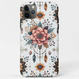 Capa Para iPhone 11 Pro Max Flores e Penas