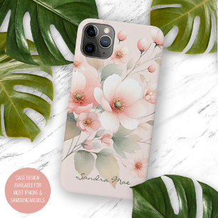 Capa Para iPhone 11 Pro Max Flores em Aquarela Delicadas Sofisticadas e Elegan