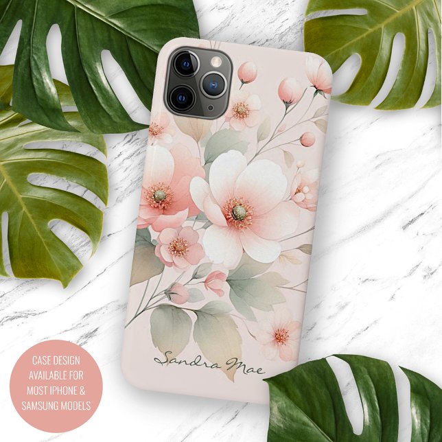Capa Para iPhone 11 Pro Max Flores em Aquarela Delicadas Sofisticadas e Elegan (Criador carregado)