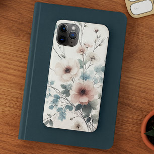 Capa Para iPhone 11 Pro Max Flores em Aquarela Sofisticadas Elegantes Delicada
