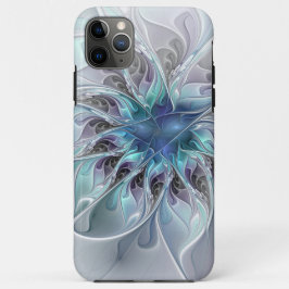 Capa Para iPhone 11 Pro Max Flourar Abstrato Moderno Flor Fractal Com Azul