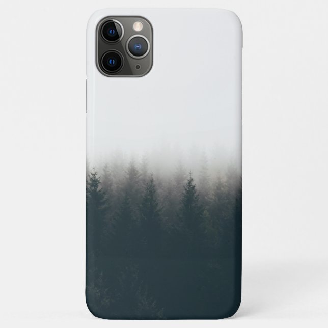 Capa Para iPhone 11 Pro Max Fogggy Forest Pine Mountain Aestic Art (Verso)