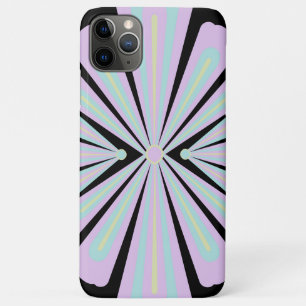 Capa Para iPhone 11 Pro Max Formas Florais Pastéis em Fundo Preto