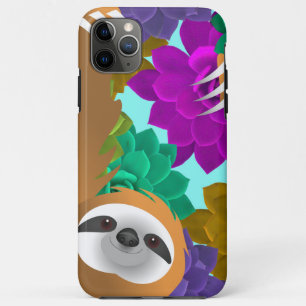Capa Para iPhone 11 Pro Max Fotógrafo de Preguiça Marrom Claro na Selva Colori