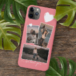 Capa Para iPhone 11 Pro Max Fotos E Coração Em Cor-De-Rosa Vermelho-Coral<br><div class="desc">Mala de telefone celular rosa-rosa,  elegante e elegante e decorativa,  com espaço para personalizar ou personalizar com três imagens da sua escolha. Decorados com corações bonitos e doces Nós adoramos que você cite texto em um tipo de letra elegante e na moda de caligrafia.</div>