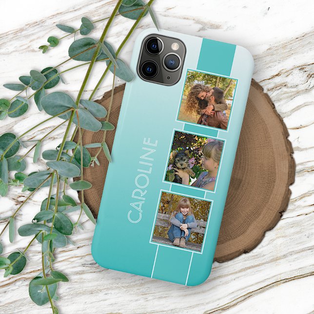 Capa Para iPhone 11 Pro Max Fotos personalizadas Ombre Aqua Turquoise Seaglass (Criador carregado)