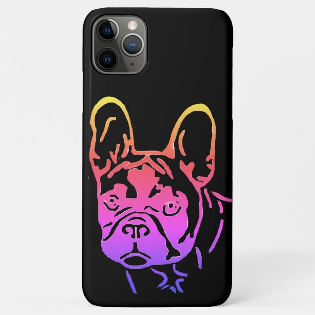 Capa Para iPhone 11 Pro Max Französische Bulldogge Neon Herz French Bulldog (Verso)