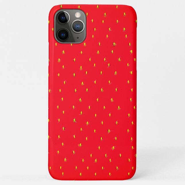 Capa Para iPhone 11 Pro Max Fundo engraçado de morango vermelho (Verso)