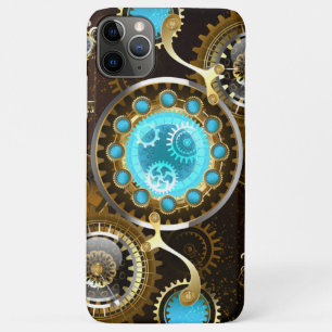 Capa Para iPhone 11 Pro Max Fundo Rusty Steampunk com Lentes Turquesa