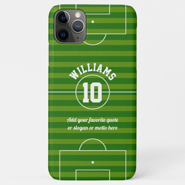 Capa Para iPhone 11 Pro Max Futebol verde da Bola de Campo de Monograma (Verso)