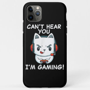 Capa Para iPhone 11 Pro Max Gamer Cat Engraçado com Fones de ouvido não pode