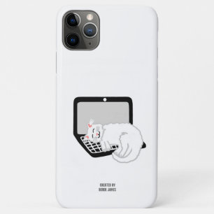 Capa Para iPhone 11 Pro Max Gato Branco Dormindo no iPhone 11 Pro Máx. do Lapt