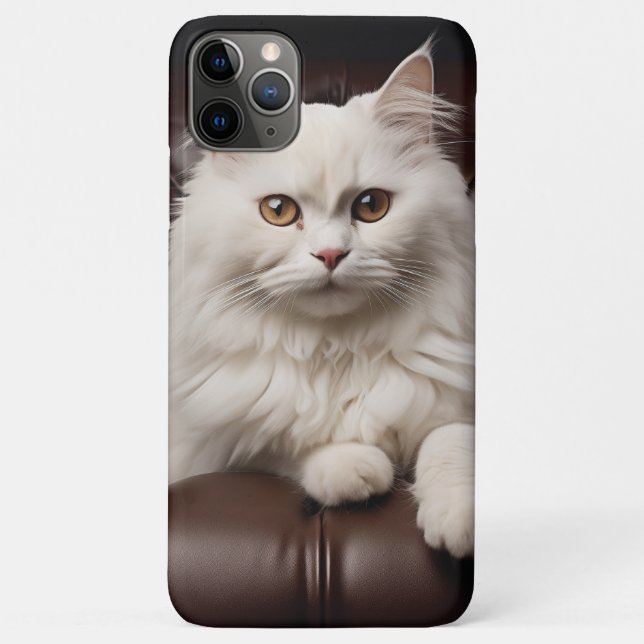 Capa Para iPhone 11 Pro Max Gato branco majestoso (Verso)