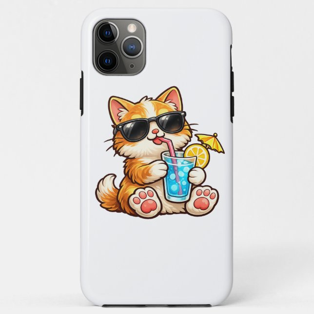 Capa Para iPhone 11 Pro Max Gato Legal de Verão (Verso)
