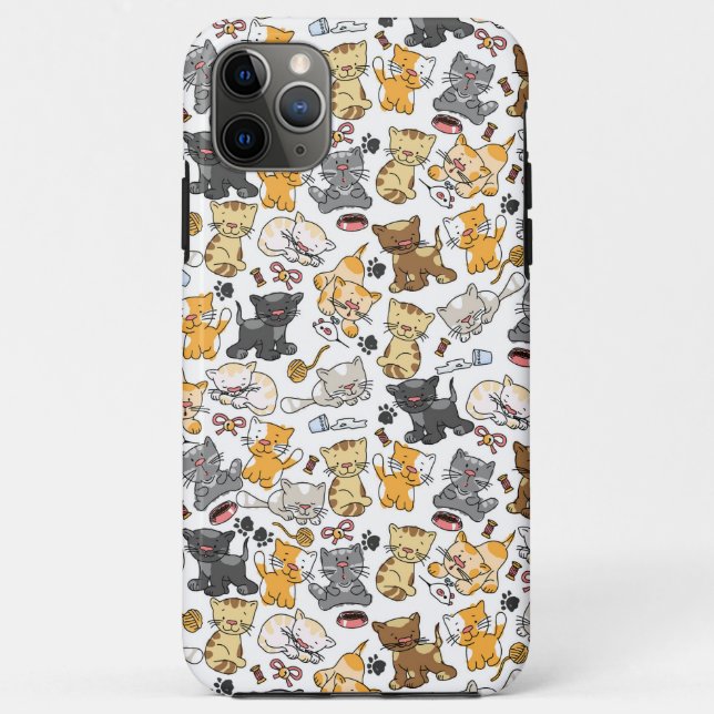 Capa Para iPhone 11 Pro Max Gatos de Gatinhos Repletos (Verso)