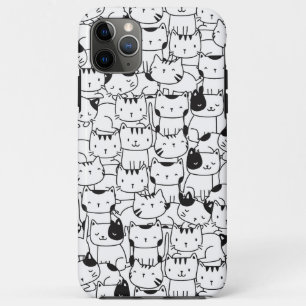 Capa Para iPhone 11 Pro Max Gatos Pretos e Brancos Fofos