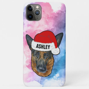 Capa Para iPhone 11 Pro Max German shepherd com o cachorro de Natal