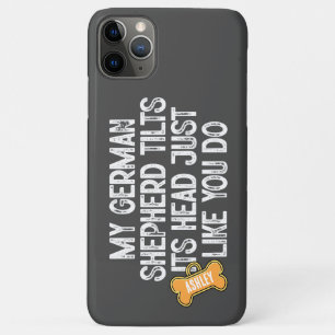 Capa Para iPhone 11 Pro Max German shepherd Inclina Cabeça Engraçada Cotação C