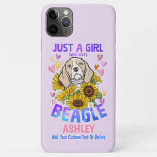 Capa Para iPhone 11 Pro Max Girl Loves Beagle Sunflower