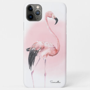 Capa Para iPhone 11 Pro Max Girly Tropical Flamingo, com nome